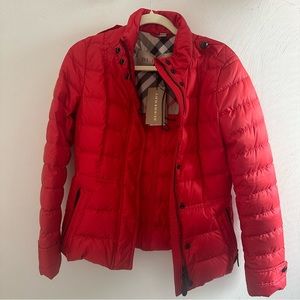 Brand New With Tags Small Red Burberry Puffer Coat Jacket